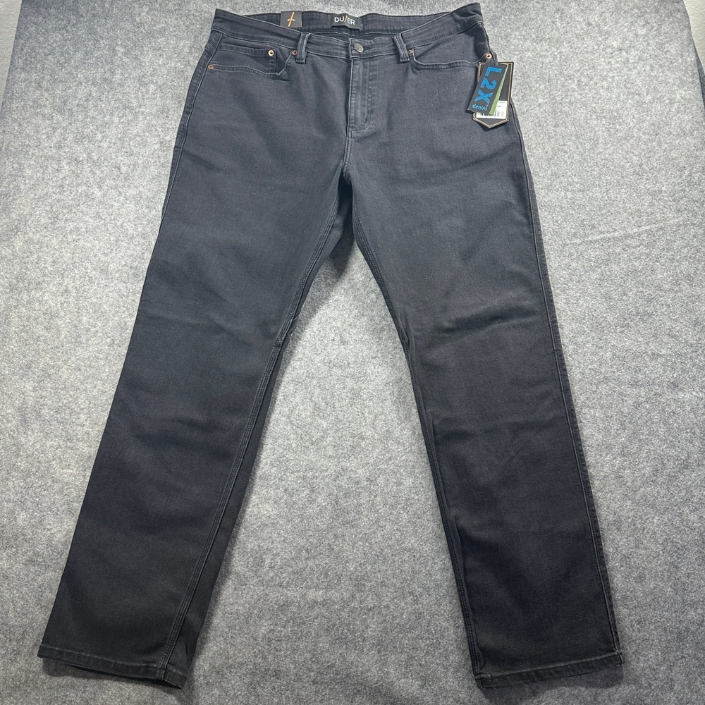DU/ER Jeans Mens 38x32 Aged Black L2X Athletic Straight Performance Denim NEW